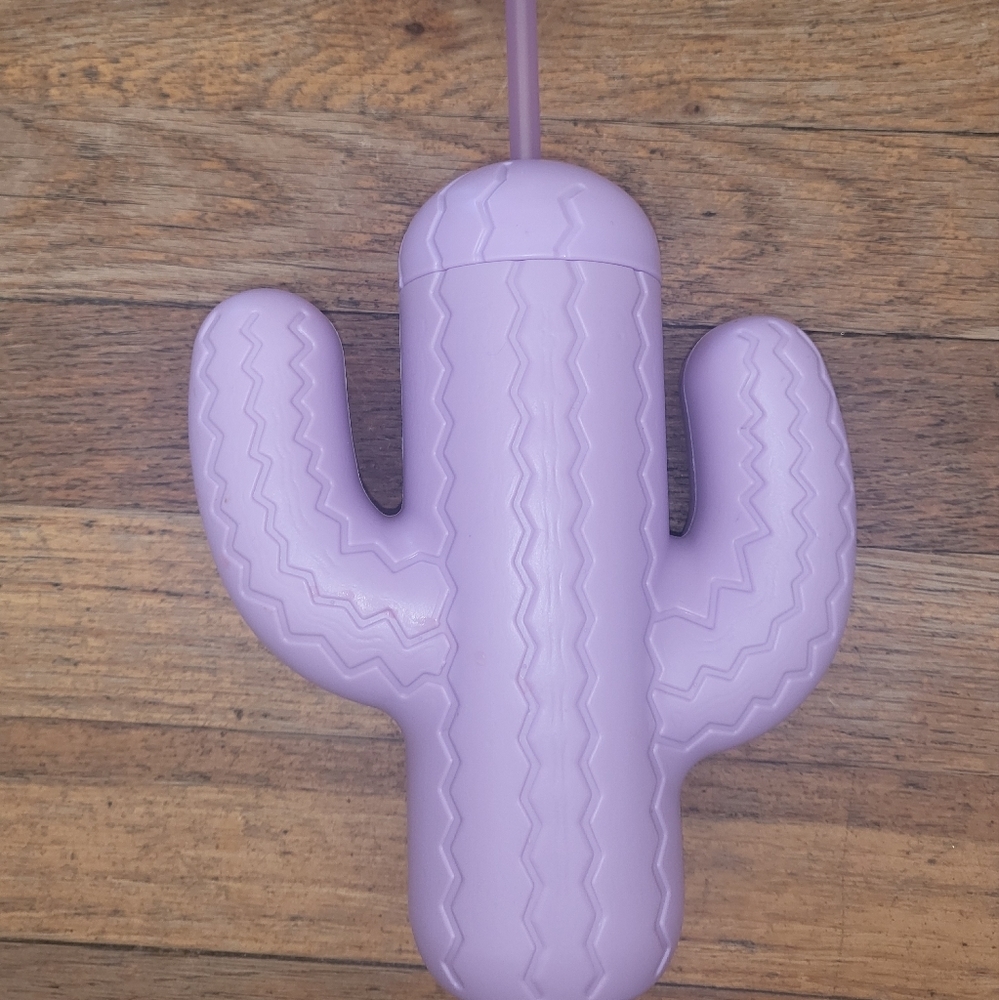 Cute cactus cup with straw